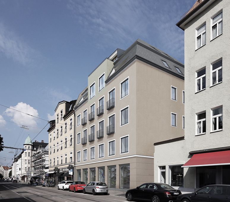 Vermietung von zwei Ladenflächen im Erstbezug nach Sanierung direkt am Elisabethmarkt in München-Schwabing.